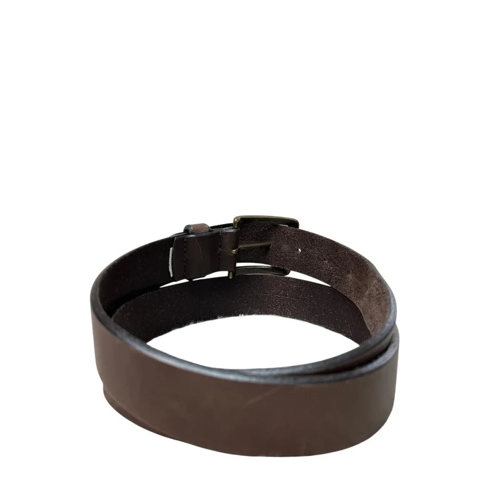 Eddie Bauer Mens Brown Leather Belt Made in Italy Brass Buckle Size 36 38